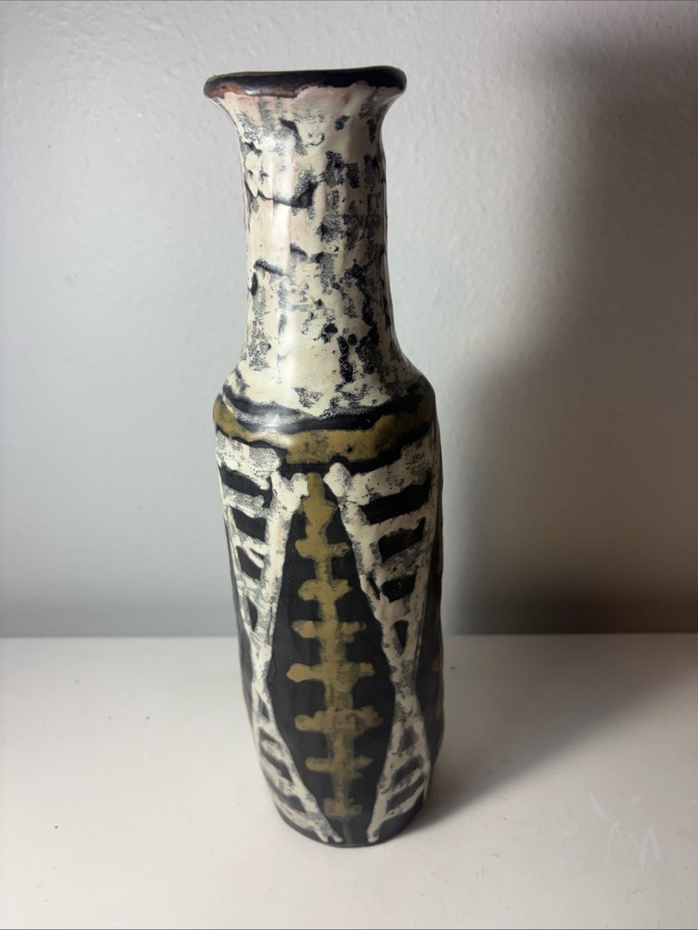 Vintage Livia Gorka Art Pottery Vase Abstract Hand Built Brutalist Hungarian MCM